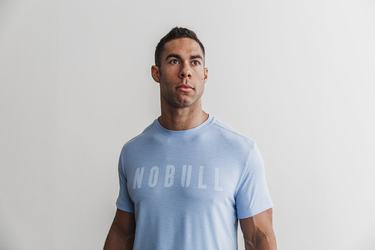 Nobull Men's T Shirts Blue | Australia (QV7613)
